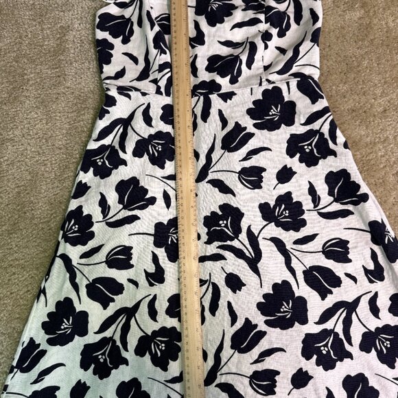 Old Navy Womens Linen Blend Cami Dress white Navy Floral Smocked Back XS E434 - Picture 14 of 15